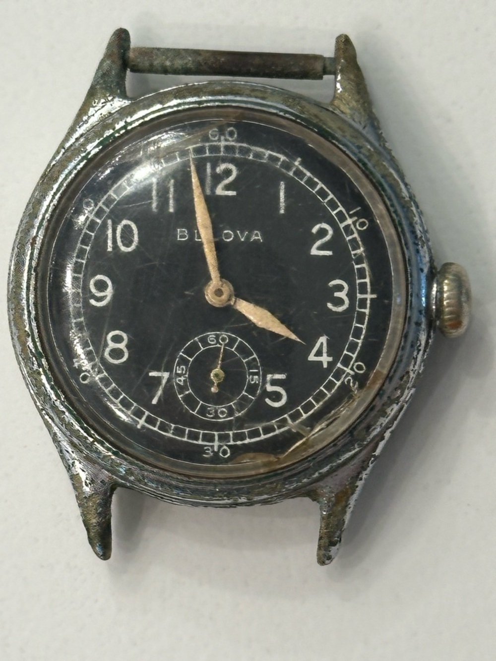 Bulova Black Dial Watch with Gold Hands
